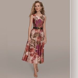 NWT Donna Karan Women's Floral Belted Dress, Rhododendron Multi, 6. $149